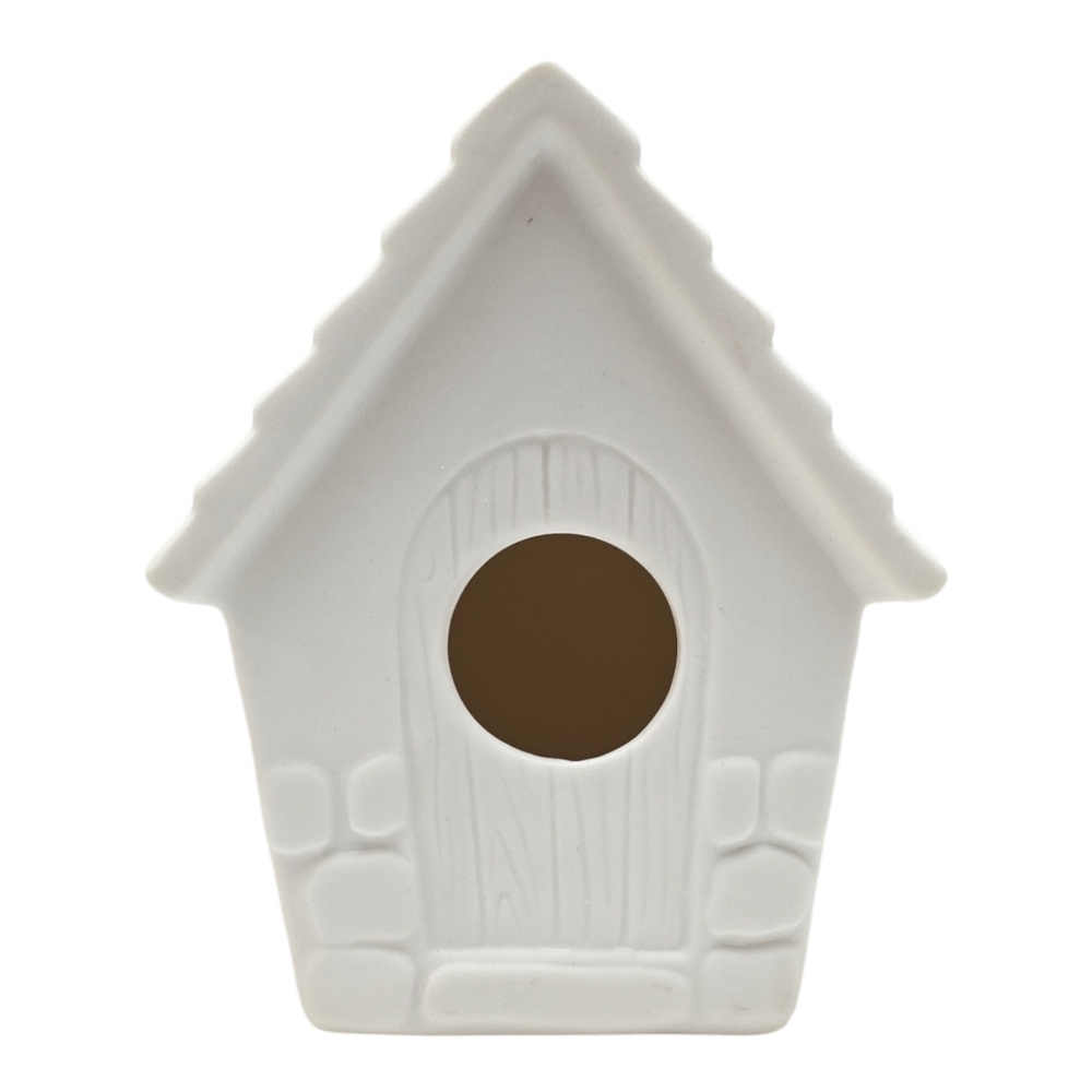 NWT 6in Ceramic Birdhouse Home Shelf Decor Ready To Paint DIY Paintable Craft